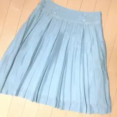 ★エメラルドブルーグリーンフレアプリーツスカート 夏涼しげオシャレ
