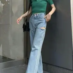 EVRIS サイドスラッシュ フレアデニムパンツのサムネイル
