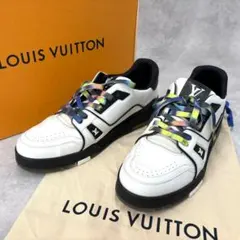 【美品】ルイヴィトン　ホワイトレザー スニーカー カラフルシューレース