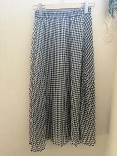 GU プリーツロングスカート ギンガムチェック Mサイズ
