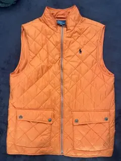 ラルフローレン　オレンジ キルティングダウンベスト