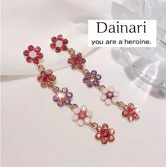 Noカラフルフラワーロングピアス•**•.¸¸☆*・゜ 韓国ファッション