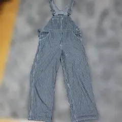 NYLAUS ヒッコリー　ストライプ オーバーオール ネイビー/ホワイト　L