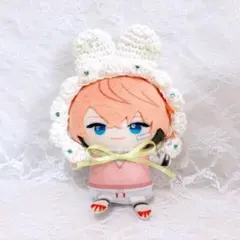 10㎝ ちびぐるみ にじぱぺ ぬい服 ファー付き猫耳ボンネット 水色