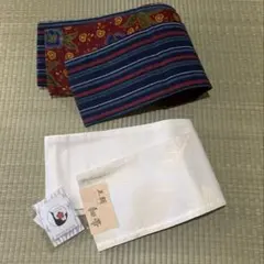 半幅帯セット　KIMONO MODERN 羽根柄　バティックと縞のサムネイル