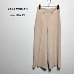ザラウーマン ハイウエストワイドパンツ ガウチョパンツ ライトベージュ 無地