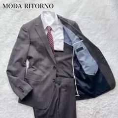 【美品】MODA RITORNO セットアップスーツ ストライプA6 グレー