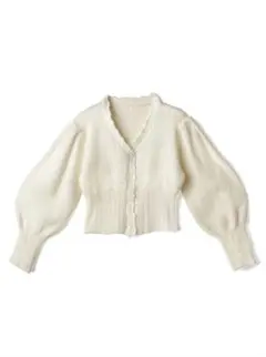 新品 レース編みスカラップクロップド丈ニットカーディガン