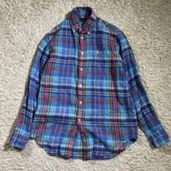 RALPH LAUREN ラルフローレン　リネン　麻　長袖シャツ　刺繍ロゴポニー