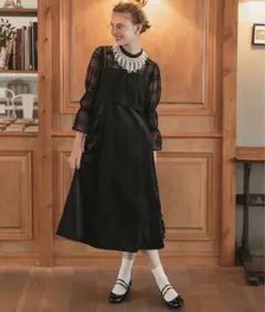 BONLECILL noir チェック柄レースボレロ＆ベロアキャミソールドレス