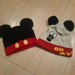 ディズニーミッキーマウス 耳付きニット帽 2点セット