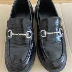 美品　GU ジーユー　ローファー　ボリュームソールビットローファー　黒　XL