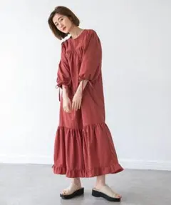 アパートバイローリーズ★Poボリュームパフワンピース赤ピンク