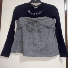 重ね着風　おしゃれ　トップス　150 セットアップ