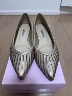 DIANA ゴールド フラットパンプス 22cm