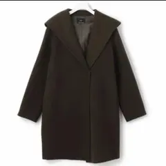 【美品】23区 ウールリバー フード付き ミドル丈コート 46 レディース 茶