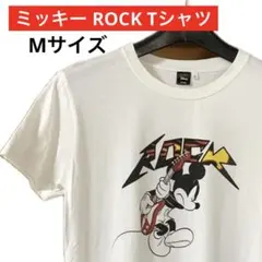 希少 レア ミッキーマウス Tシャツ ROCK ギター ホワイト 白 ディズニー