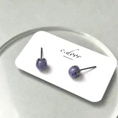 NO.1299 パープルアクアマリンの一粒ピアス
