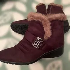 新品、未使用ブラウンファー付きスエードブーツ24.5cm