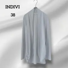 INDIVI 長袖カーディガン オープンフロント　ライトグレー 38のサムネイル