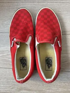 Vans レッド チェッカーボード スリッポン
