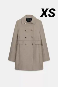 ZARA ウール混紡ショート丈ダブルブレストコート ライトミンク XS