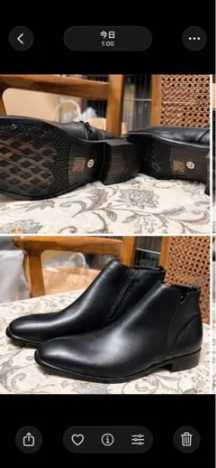 未使用 サイドジップブーツ EU42 26.5〜27cm メンズ シンプル