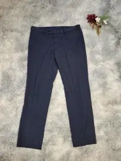 アデイインザライフ（LL）ストレートパンツ 無地 上品 ウール混 着回し力抜群