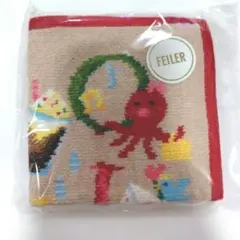 【セール中】FEILER☆ ピオフル ハンカチ （ベージュ×レッド）