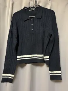 GU XL ダークブルー クロップドセーター