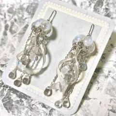 白クラゲ ハンドメイド ピアス・イヤリング Ｎｏ．22