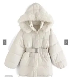 ベルト付きファー中綿ダウンコート[kd47] ベルトあり