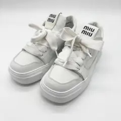 ミュウミュウ  スニーカー38ハーフ  美品 miumiu ミュウミュウ 靴 スニーカー 厚底 レディース34ハーフ