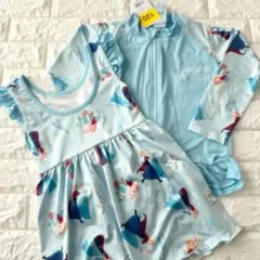 【120サイズ】ディズニー　プリンセス ワンピース 水着・ラッシュガードセット