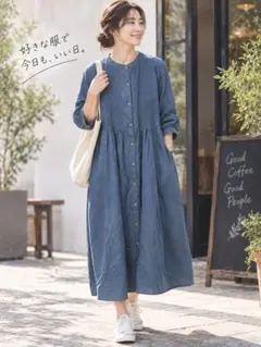 デニムシャツワンピース ロング丈