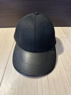 KIJIMA TAKAYUKIウールレザーブラックキャップ