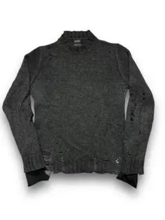 00s DIESEL デストロイ ダメージ ニット セーター グレー　Y2Kのサムネイル