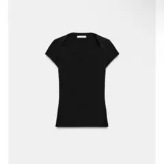 ZARA スクエアネック Tシャツ　ブラックのサムネイル