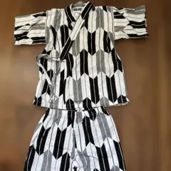 白黒幾何学模様 甚平 100cm