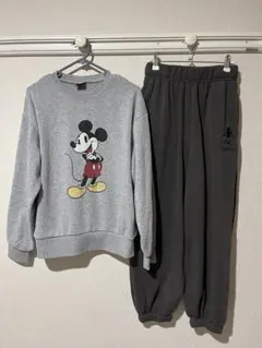 ミッキー トレーナー パンツ セットアップ Mサイズ 裏起毛 グレー