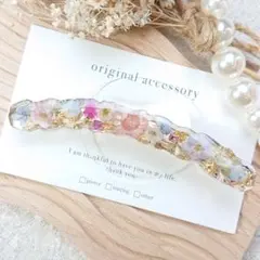 1782＊ハンドメイド♡押し花のヘアクリップ　カーブ