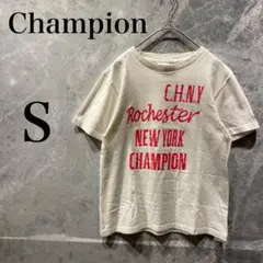 Champion レディース S 白 赤 プリントTシャツ 半袖 カレッジ風のサムネイル