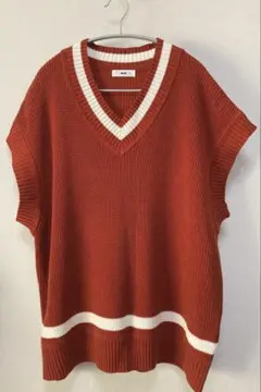 WEGO オレンジ ニットベスト Vネック
