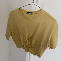 ANAP フロントツイスト ショート丈　半袖Tシャツ イエローのサムネイル