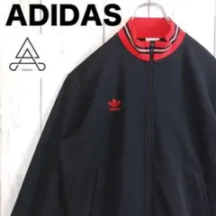 【完売モデル】アディダス トラックジャージ 黒 赤 美品 デサント製 L