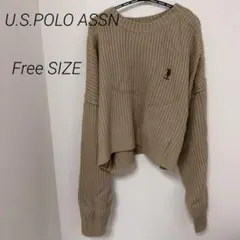 【翌日発送】U.S.POLO ASSN.ベージュ リブ編み ニット 長袖