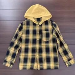 フード付きチェック柄シャツ