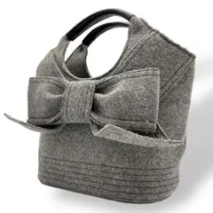 ケイトスペード ハンドバッグ 腕掛け フェルト パテントレザー グレー リボン