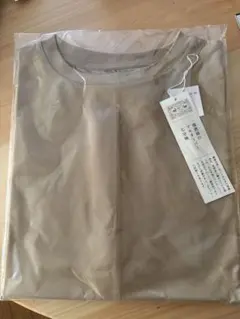 ベージュ 七分袖 Tシャツ 強撚糸プルオーバー7分袖