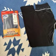 新品未使用＋美品2枚組スポーツアンダーウェアレギンス160ピースフィット黒青